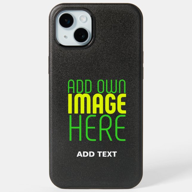MODERN EDITABLE SIMPLE BLACK IMAGE TEXT TEMPLATE iPhone 15 PLUS CASE (Back)