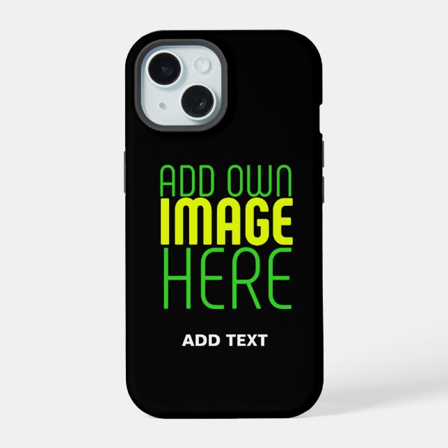 MODERN EDITABLE SIMPLE BLACK IMAGE TEXT TEMPLATE IPHONE CASE (Back)