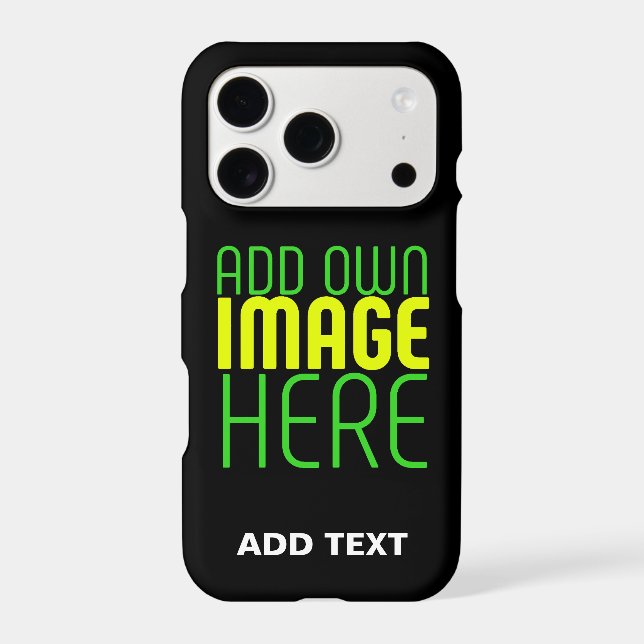 MODERN EDITABLE SIMPLE BLACK IMAGE TEXT TEMPLATE IPHONE CASE (Back)