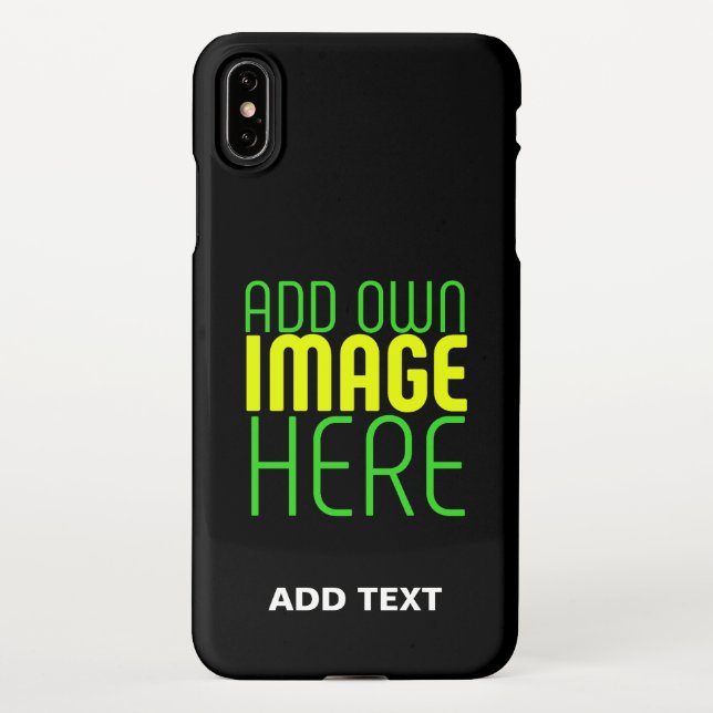 MODERN EDITABLE SIMPLE BLACK IMAGE TEXT TEMPLATE iPhone CASE (Back)