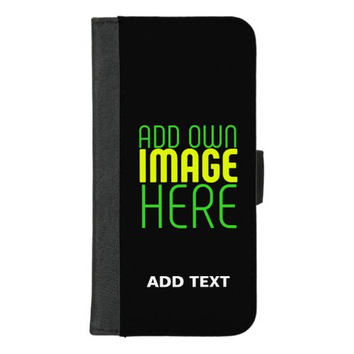 MODERN EDITABLE SIMPLE BLACK IMAGE TEXT TEMPLATE iPhone 87 PLUS WALLET CASE