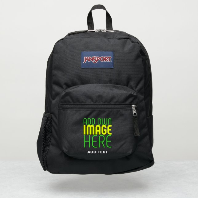 MODERN EDITABLE SIMPLE BLACK IMAGE TEXT TEMPLATE JanSport BACKPACK (Front)