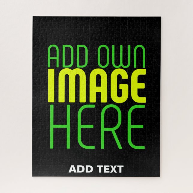 MODERN EDITABLE SIMPLE BLACK IMAGE TEXT TEMPLATE JIGSAW PUZZLE (Vertical)
