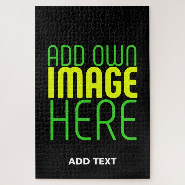 MODERN EDITABLE SIMPLE BLACK IMAGE TEXT TEMPLATE JIGSAW PUZZLE (Vertical)