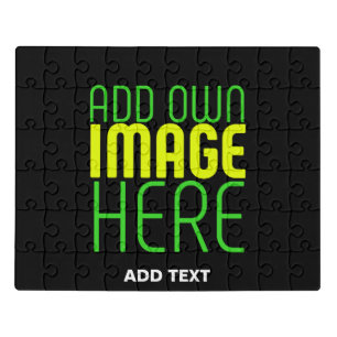MODERN EDITABLE SIMPLE BLACK IMAGE TEXT TEMPLATE JIGSAW PUZZLE