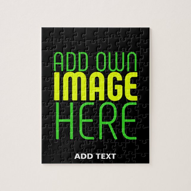 MODERN EDITABLE SIMPLE BLACK IMAGE TEXT TEMPLATE JIGSAW PUZZLE (Vertical)