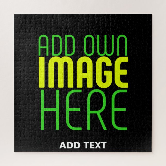 MODERN EDITABLE SIMPLE BLACK IMAGE TEXT TEMPLATE JIGSAW PUZZLE (Vertical)