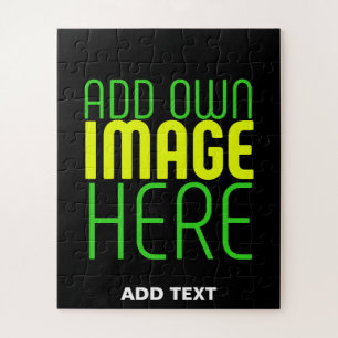 MODERN EDITABLE SIMPLE BLACK IMAGE TEXT TEMPLATE JIGSAW PUZZLE