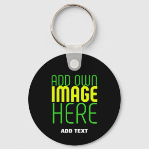 MODERN EDITABLE SIMPLE BLACK IMAGE TEXT TEMPLATE KEYCHAIN