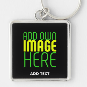 MODERN EDITABLE SIMPLE BLACK IMAGE TEXT TEMPLATE KEYCHAIN