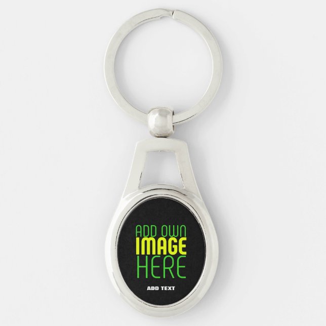 MODERN EDITABLE SIMPLE BLACK IMAGE TEXT TEMPLATE KEYCHAIN (Front)