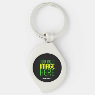 MODERN EDITABLE SIMPLE BLACK IMAGE TEXT TEMPLATE KEYCHAIN