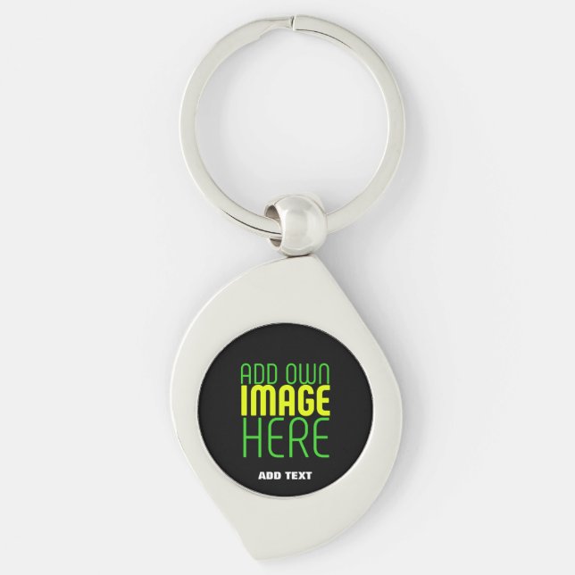 MODERN EDITABLE SIMPLE BLACK IMAGE TEXT TEMPLATE KEYCHAIN (Front)