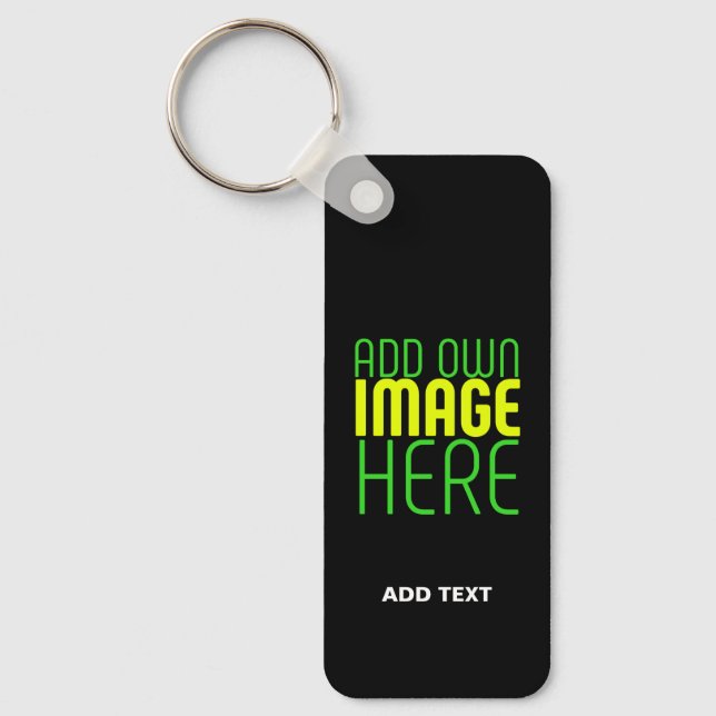 MODERN EDITABLE SIMPLE BLACK IMAGE TEXT TEMPLATE KEYCHAIN (Front)