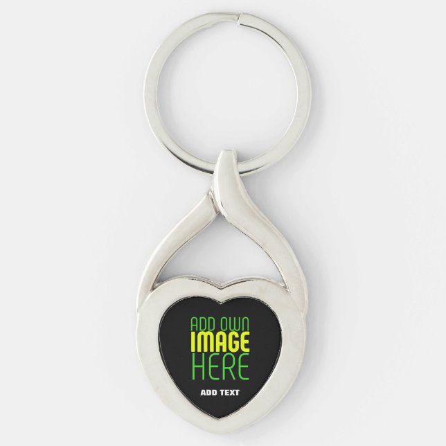 MODERN EDITABLE SIMPLE BLACK IMAGE TEXT TEMPLATE KEYCHAIN (Front)