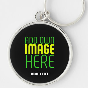 MODERN EDITABLE SIMPLE BLACK IMAGE TEXT TEMPLATE KEYCHAIN