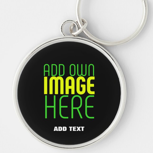 MODERN EDITABLE SIMPLE BLACK IMAGE TEXT TEMPLATE KEYCHAIN (Front)