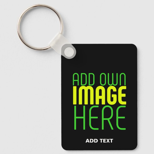 MODERN EDITABLE SIMPLE BLACK IMAGE TEXT TEMPLATE KEYCHAIN (Front)