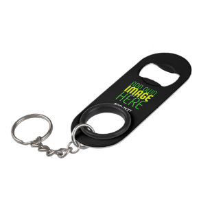 MODERN EDITABLE SIMPLE BLACK IMAGE TEXT TEMPLATE KEYCHAIN BOTTLE OPENER