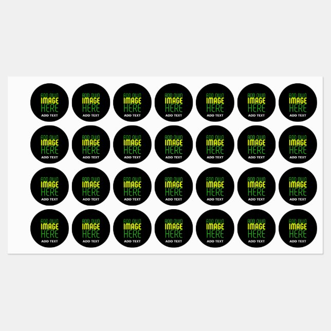 MODERN EDITABLE SIMPLE BLACK IMAGE TEXT TEMPLATE KIDS' LABELS (Sheet)
