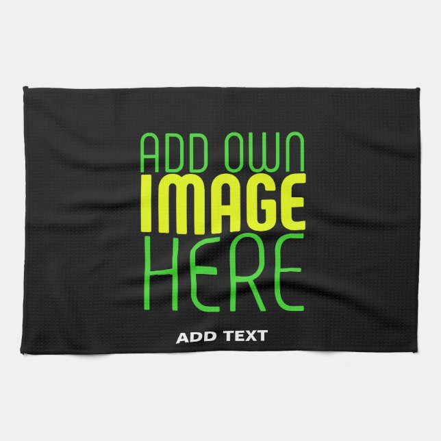 MODERN EDITABLE SIMPLE BLACK IMAGE TEXT TEMPLATE KITCHEN TOWEL (Horizontal)