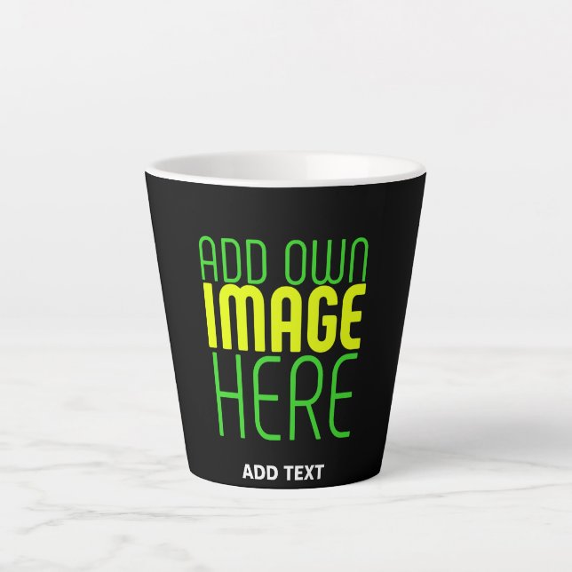 MODERN EDITABLE SIMPLE BLACK IMAGE TEXT TEMPLATE LATTE MUG (Front)