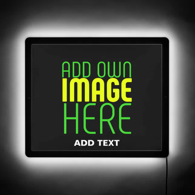 MODERN EDITABLE SIMPLE BLACK IMAGE TEXT TEMPLATE LED SIGN | Zazzle