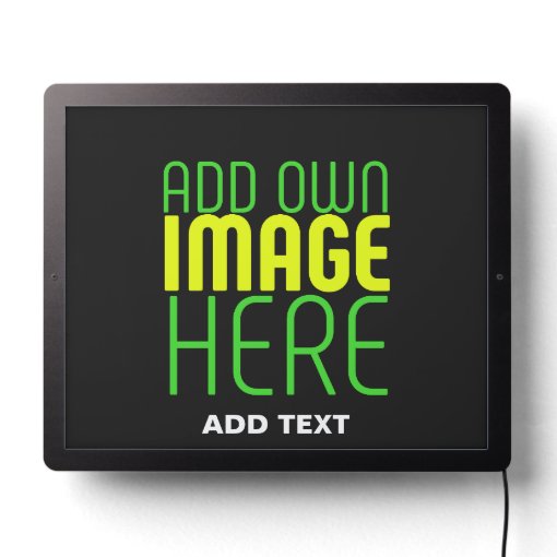 MODERN EDITABLE SIMPLE BLACK IMAGE TEXT TEMPLATE LED SIGN | Zazzle