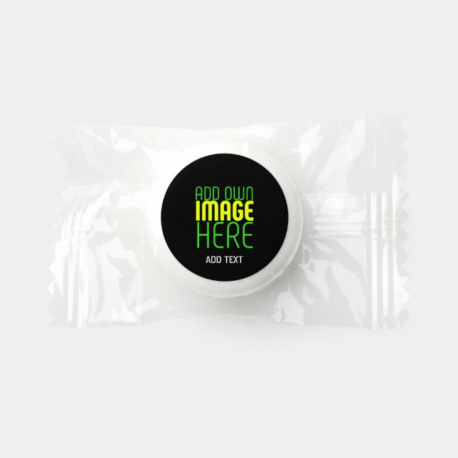 MODERN EDITABLE SIMPLE BLACK IMAGE TEXT TEMPLATE LIFE SAVER® MINTS (Front)