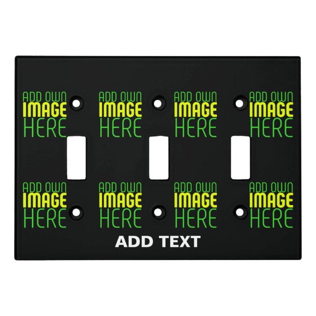 MODERN EDITABLE SIMPLE BLACK IMAGE TEXT TEMPLATE LIGHT SWITCH COVER (Front)