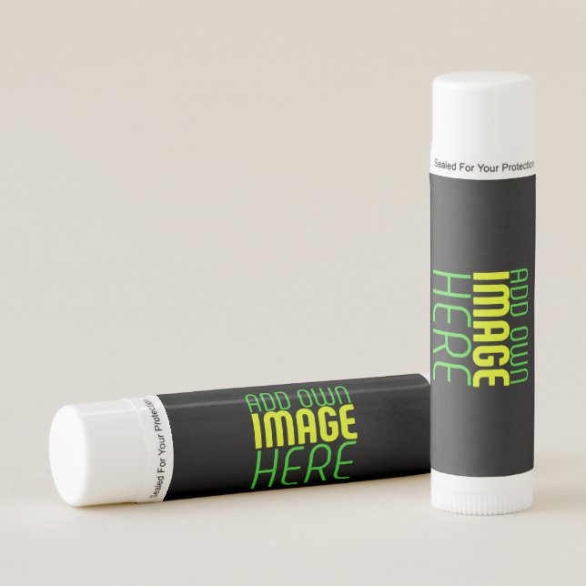 MODERN EDITABLE SIMPLE BLACK IMAGE TEXT TEMPLATE LIP BALM (Front)