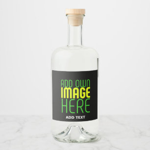 MODERN EDITABLE SIMPLE BLACK IMAGE TEXT TEMPLATE LIQUOR BOTTLE LABEL