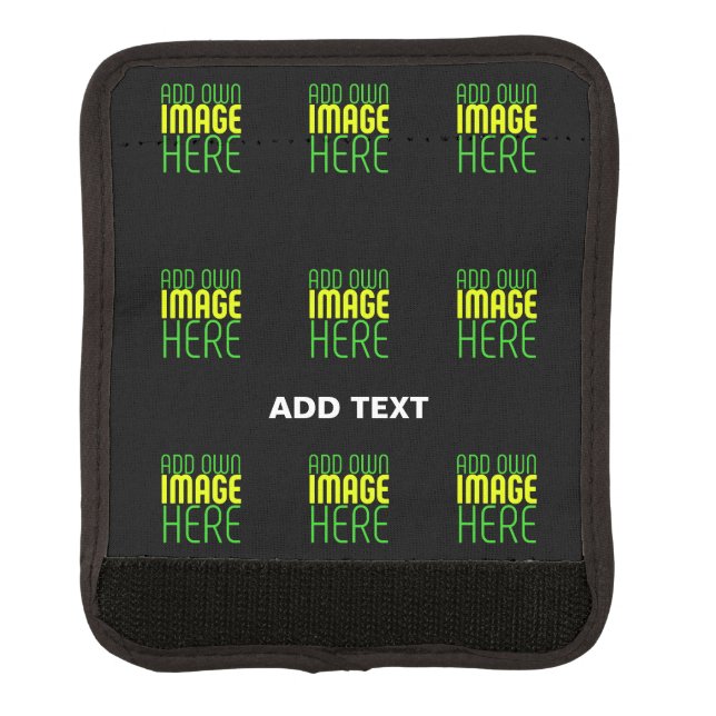 MODERN EDITABLE SIMPLE BLACK IMAGE TEXT TEMPLATE LUGGAGE HANDLE WRAP (Front)