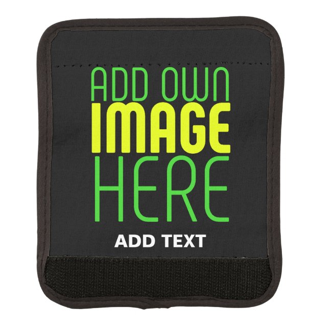 MODERN EDITABLE SIMPLE BLACK IMAGE TEXT TEMPLATE LUGGAGE HANDLE WRAP (Front)