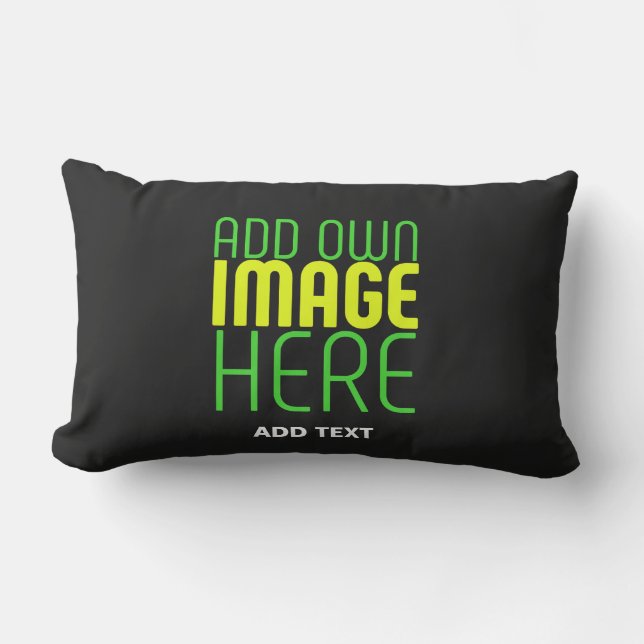 MODERN EDITABLE SIMPLE BLACK IMAGE TEXT TEMPLATE LUMBAR PILLOW (Front)