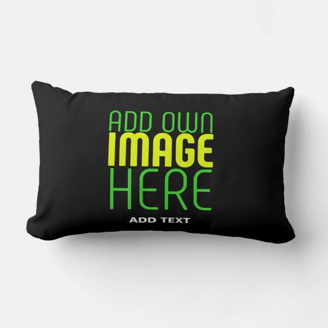 MODERN EDITABLE SIMPLE BLACK IMAGE TEXT TEMPLATE LUMBAR PILLOW (Front)