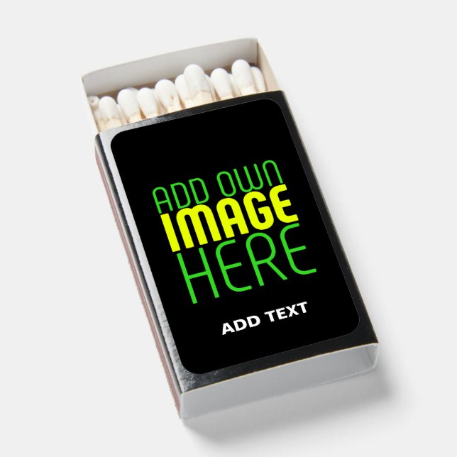 MODERN EDITABLE SIMPLE BLACK IMAGE TEXT TEMPLATE MATCHBOXES (Front Open)