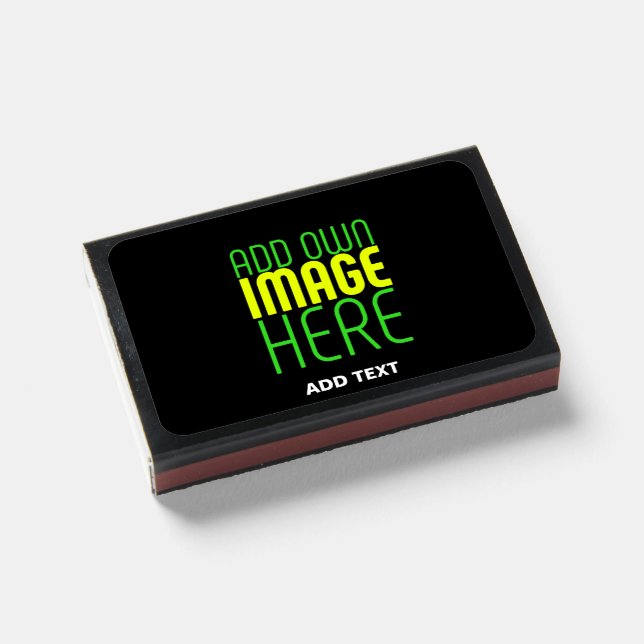 MODERN EDITABLE SIMPLE BLACK IMAGE TEXT TEMPLATE MATCHBOXES (Front Closed)