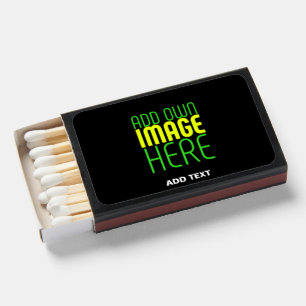 MODERN EDITABLE SIMPLE BLACK IMAGE TEXT TEMPLATE MATCHBOXES