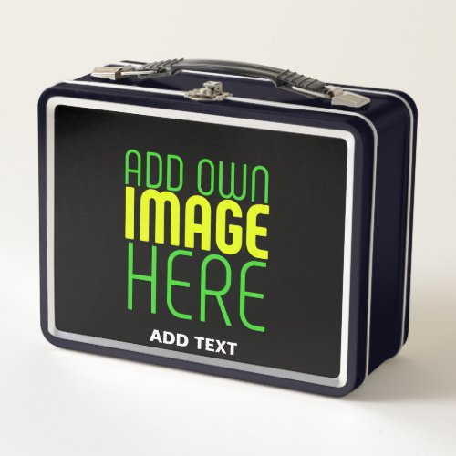 MODERN EDITABLE SIMPLE BLACK IMAGE TEXT TEMPLATE METAL LUNCH BOX