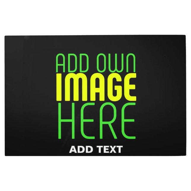 MODERN EDITABLE SIMPLE BLACK IMAGE TEXT TEMPLATE METAL PRINT (Front)