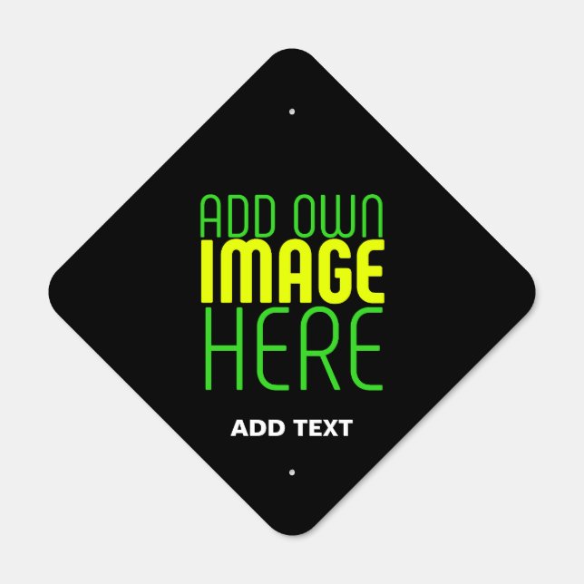 MODERN EDITABLE SIMPLE BLACK IMAGE TEXT TEMPLATE METAL SIGN (Front)