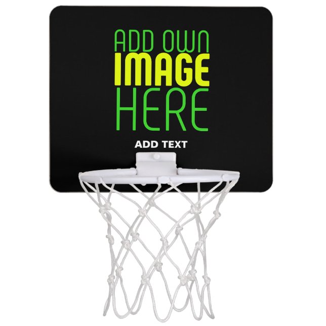 MODERN EDITABLE SIMPLE BLACK IMAGE TEXT TEMPLATE MINI BASKETBALL HOOP (Front)