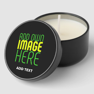 MODERN EDITABLE SIMPLE BLACK IMAGE TEXT TEMPLATE MINI CANDLE FAVORS