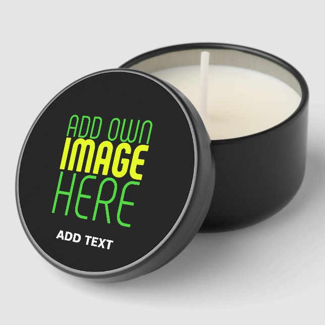 MODERN EDITABLE SIMPLE BLACK IMAGE TEXT TEMPLATE MINI CANDLE FAVORS (Corner)