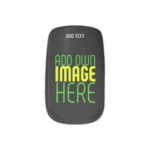 MODERN EDITABLE SIMPLE BLACK IMAGE TEXT TEMPLATE MINX NAIL ART