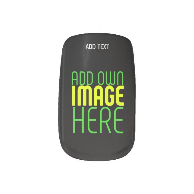 MODERN EDITABLE SIMPLE BLACK IMAGE TEXT TEMPLATE MINX NAIL ART (Left Thumb)