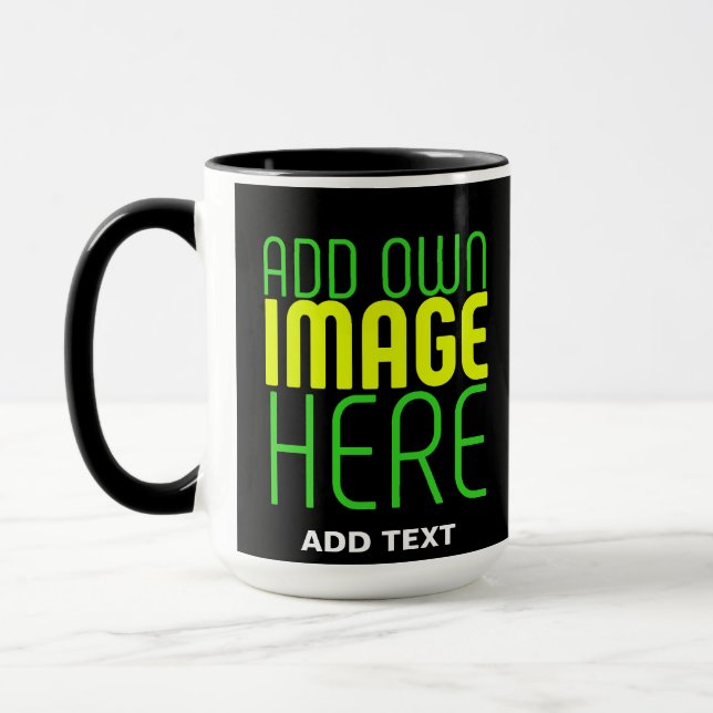 MODERN EDITABLE SIMPLE BLACK IMAGE TEXT TEMPLATE MUG (Left)