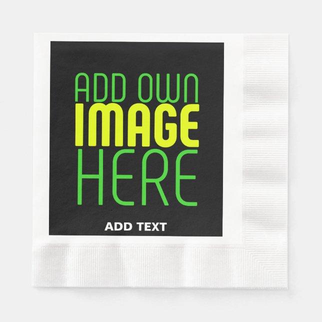 MODERN EDITABLE SIMPLE BLACK IMAGE TEXT TEMPLATE NAPKINS (Front)