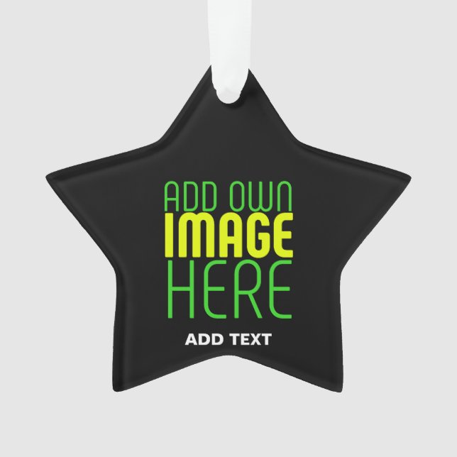 MODERN EDITABLE SIMPLE BLACK IMAGE TEXT TEMPLATE ORNAMENT (Front)